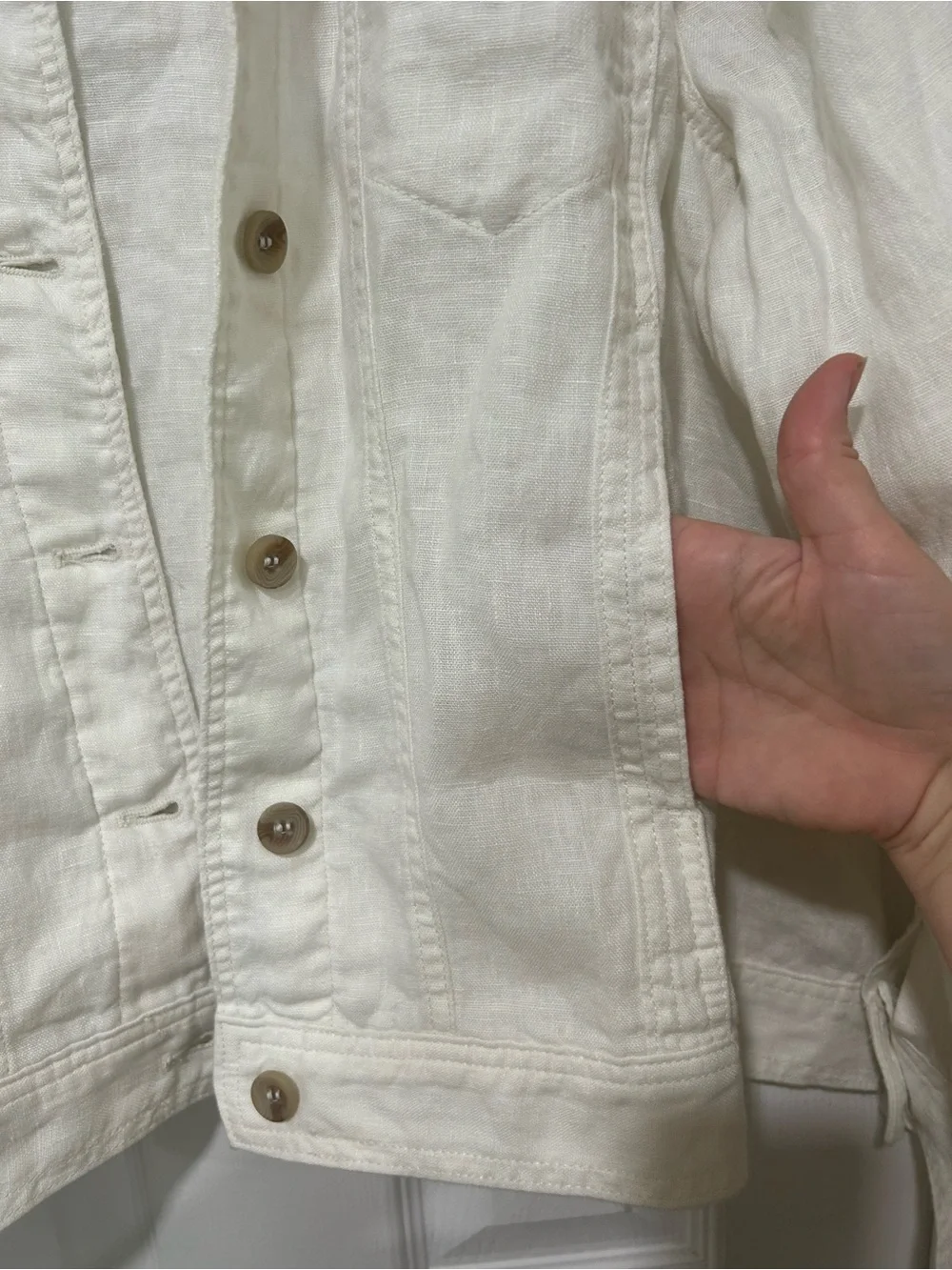 100% Linen 2X PLUS Jacket Coastal Quiet Luxury Coldwater Creek White